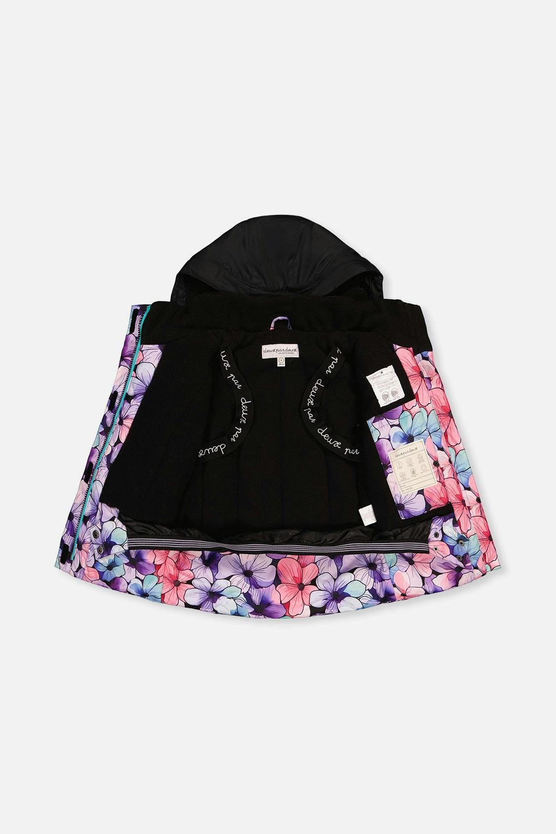 Two Piece Play Snowsuit Purple Floral Print with Gradient Pants