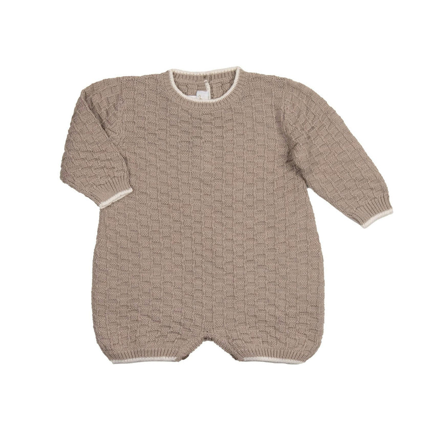 Baby Basketweave Knit Romper Taupe