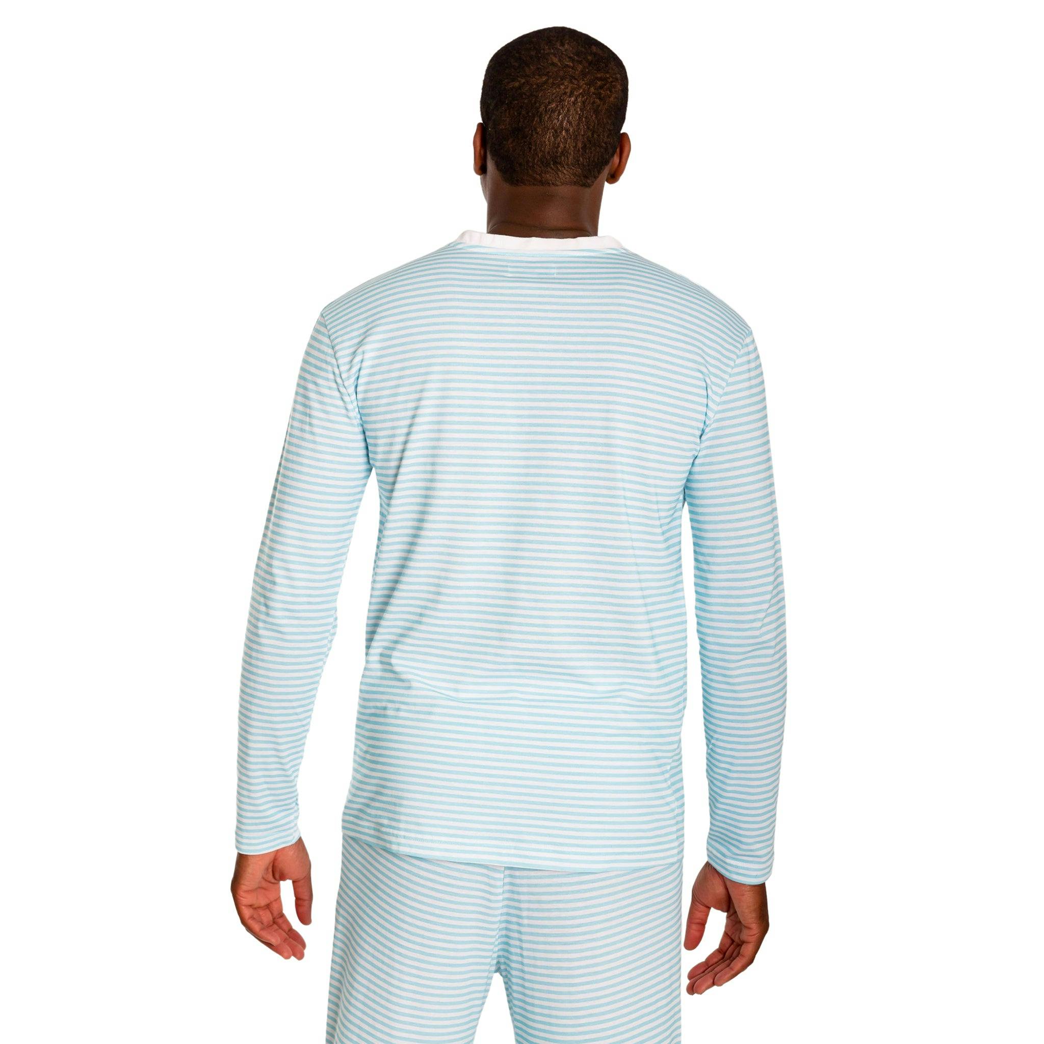 Men's Sky Blue Jersey Henley - Organic Stretch Cotton