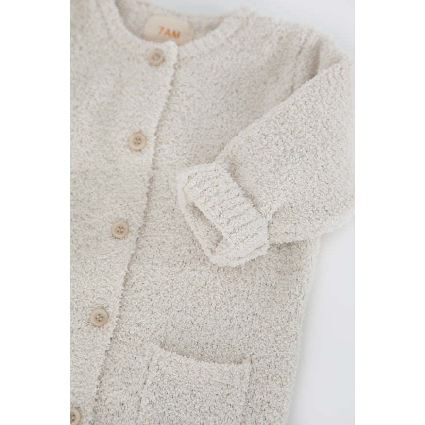Fuzzy Long Sleeve Buttoned Romper