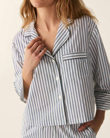 The Celine Poplin Pajama Set in Navy French Ticking