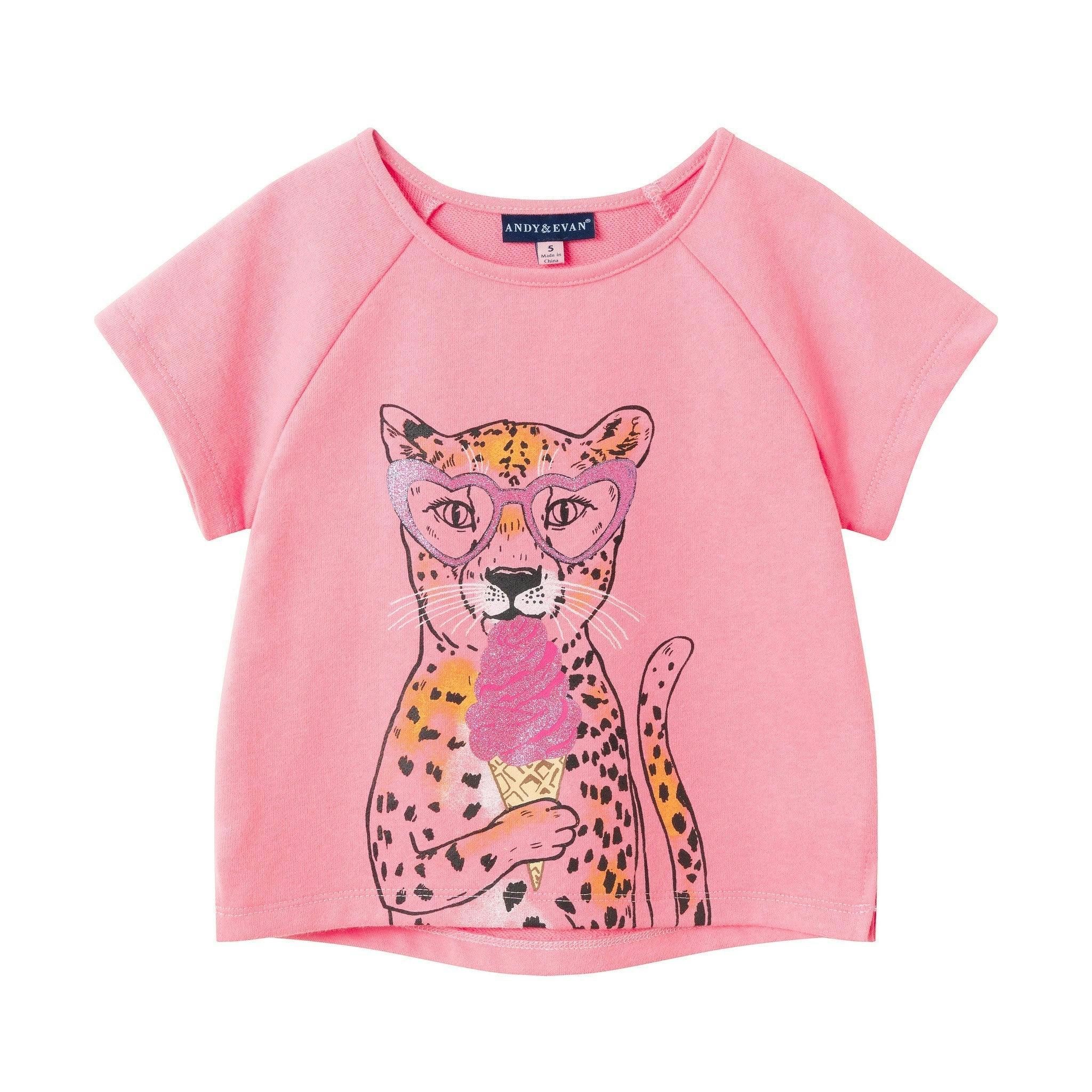 Girls French Terry Top & Short | Glitter Cheetah