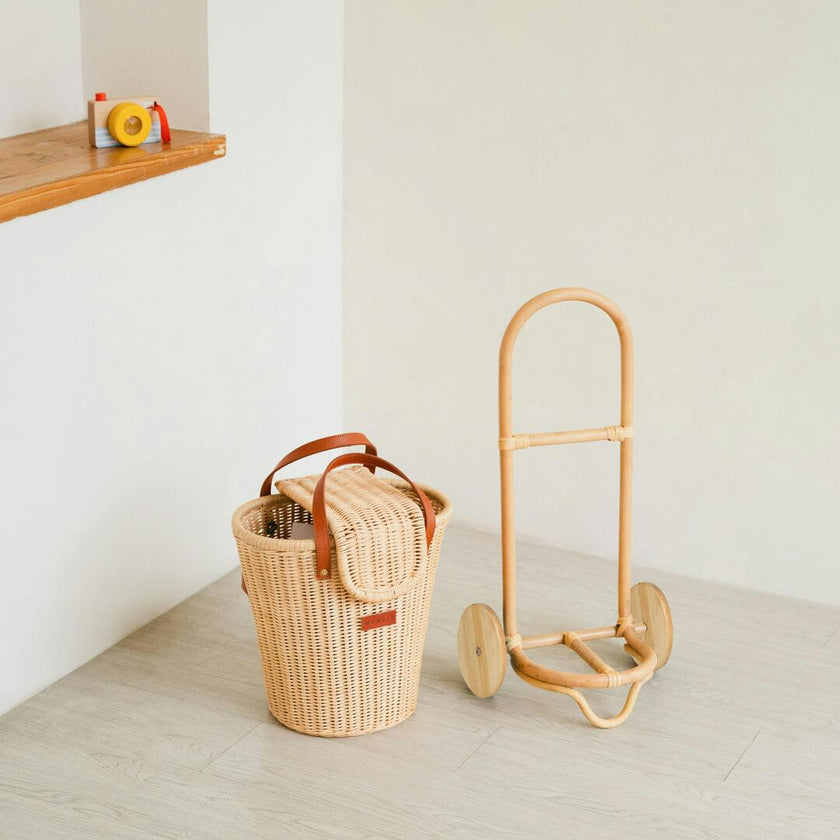 Handcrafted - Eric Kids Shopping Trolley - Rattan Wicker