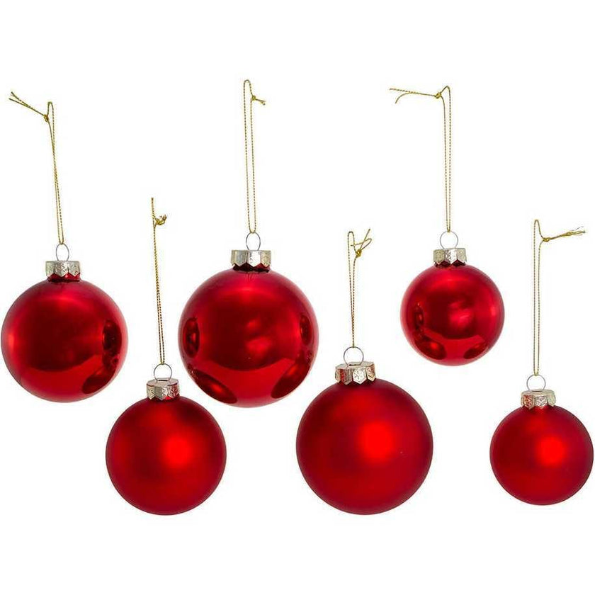 60-80MM Shiny and Matte Red Glass Ball Ornaments