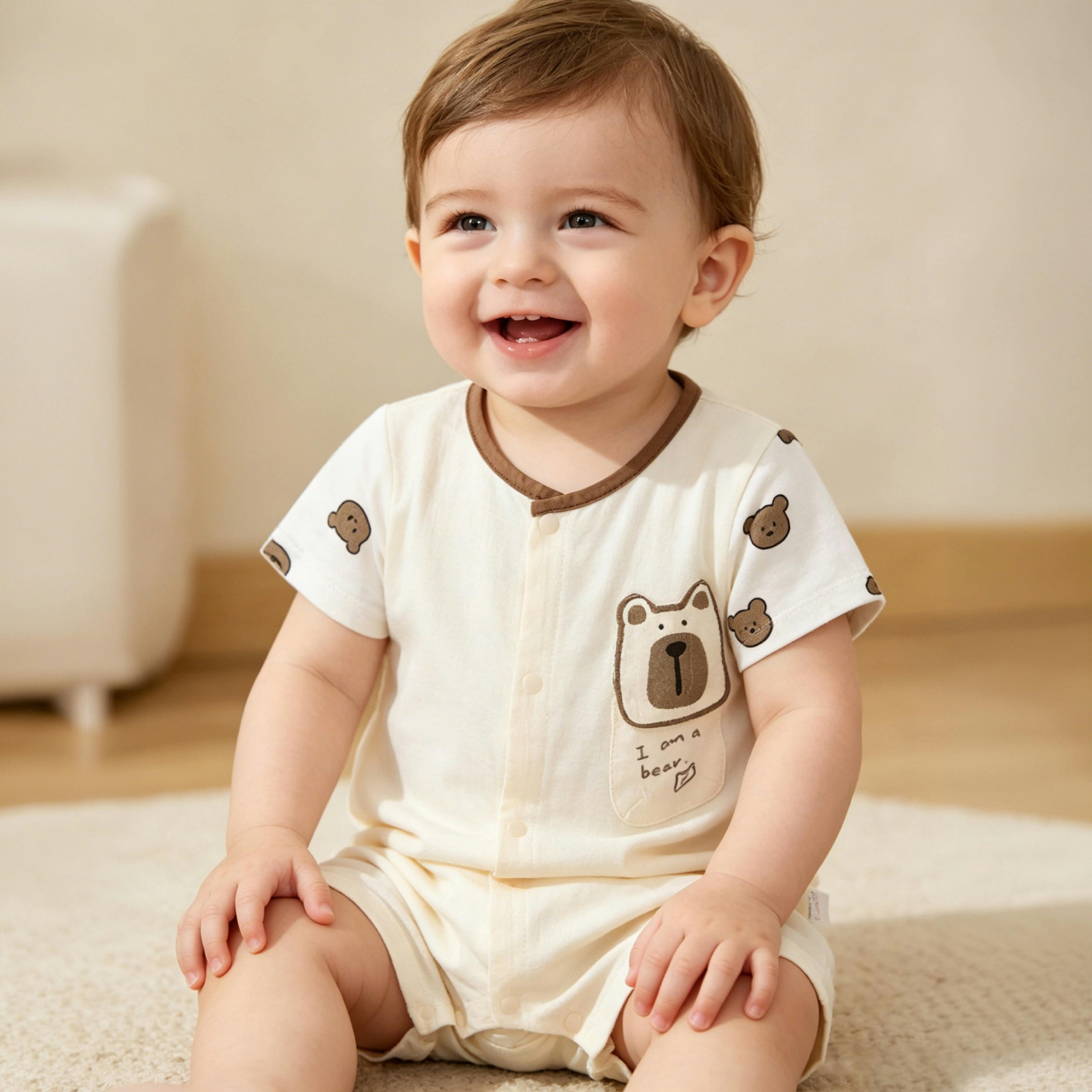 Cream Bear Romper