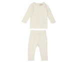Multi Knit Shoulder Snap Long Sleeve Sweater & Pant 2-Piece Set