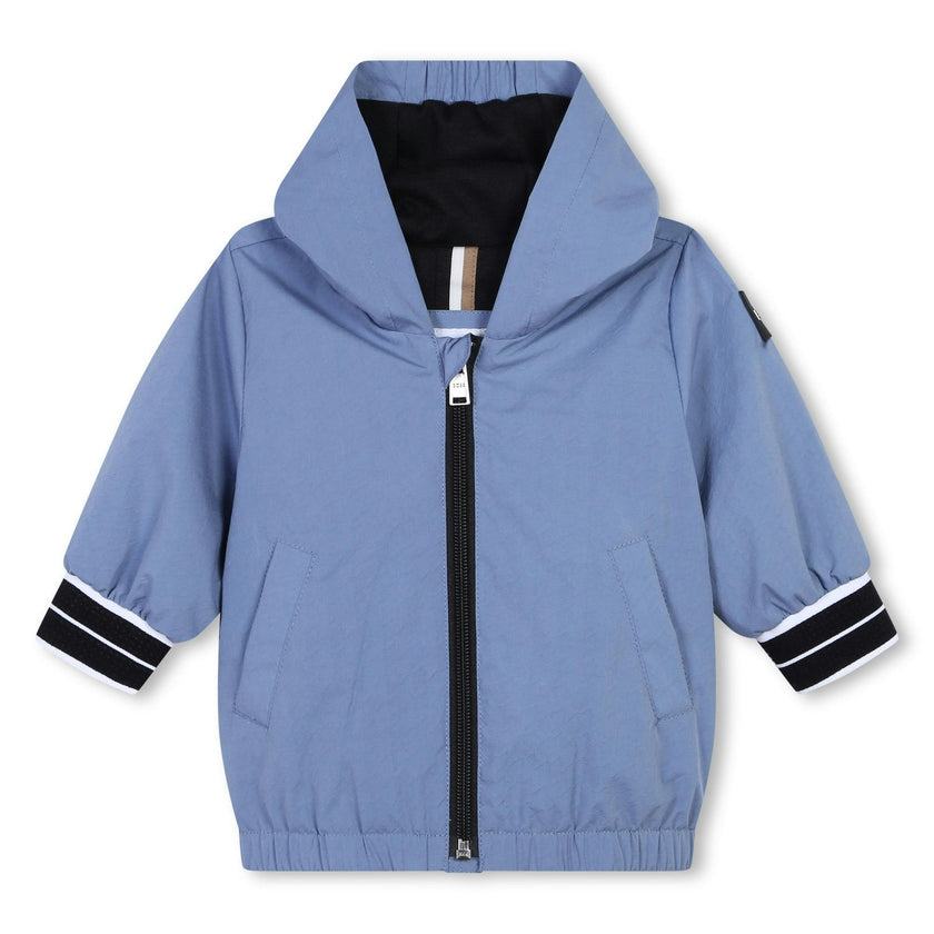 Light Blue Hooded Windbreaker