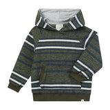 OAKDALE green/navy stripe hooded sweatshirt