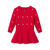 Infant Bubble Sweater Rib Knit Twofer Dress & Headband