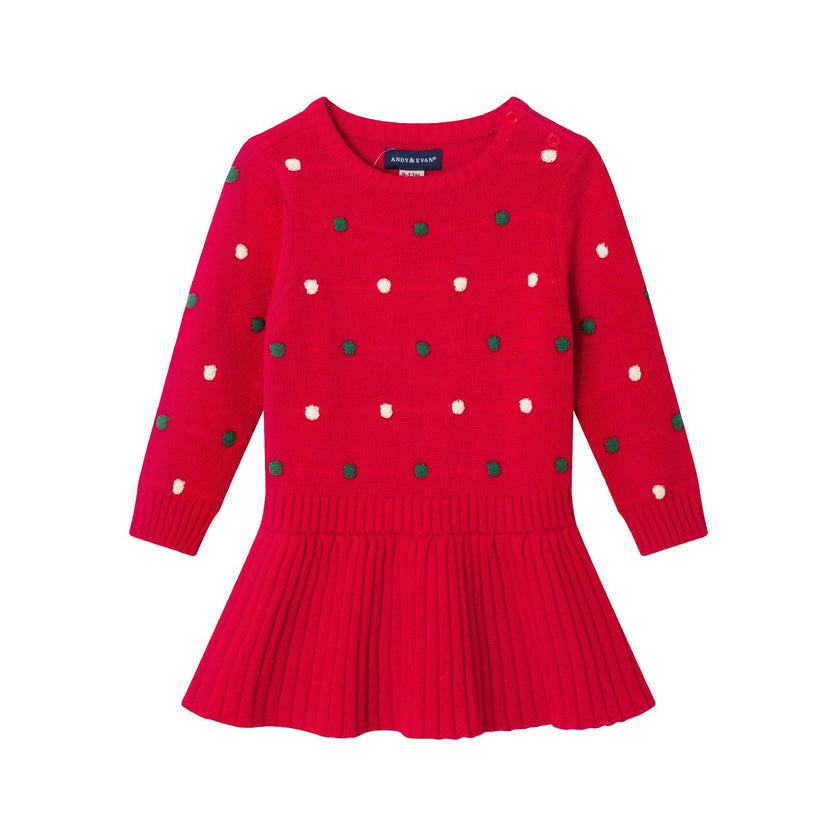 Infant Bubble Sweater Rib Knit Twofer Dress & Headband
