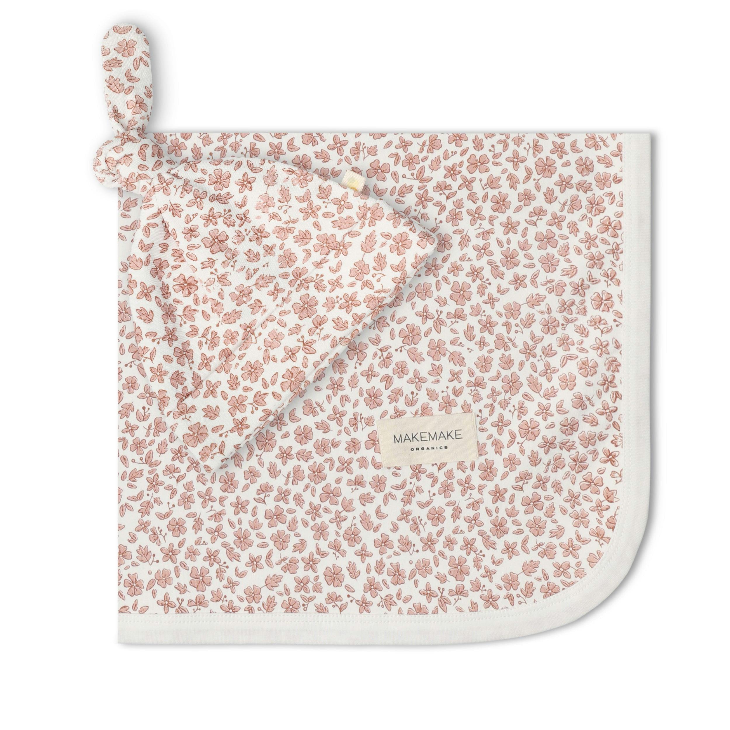 Organic Swaddle Blanket & Hat Set - Wild Petal
