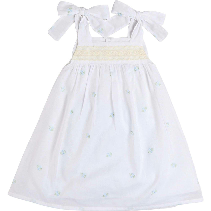 Bluebell Embroidered Bow Shoulder Tie Night Dress in White (18mths- 10yrs)