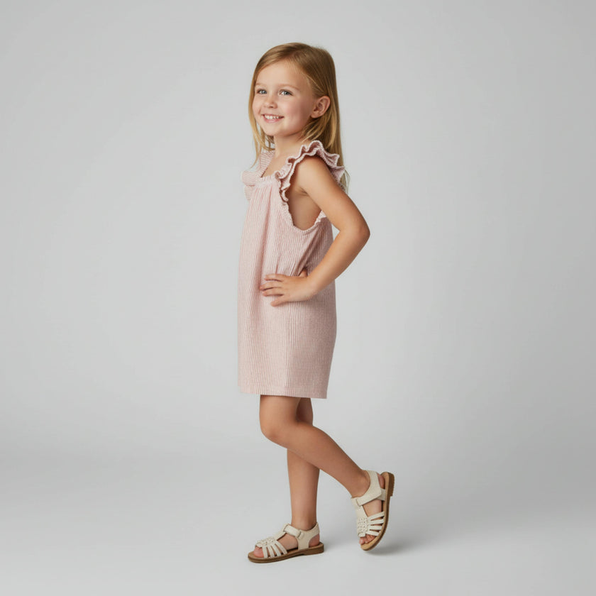 Organic Flutter Jumpsuit - Coral Stripes