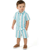 Infant Boys Airy Oxford Set | Green Stripe