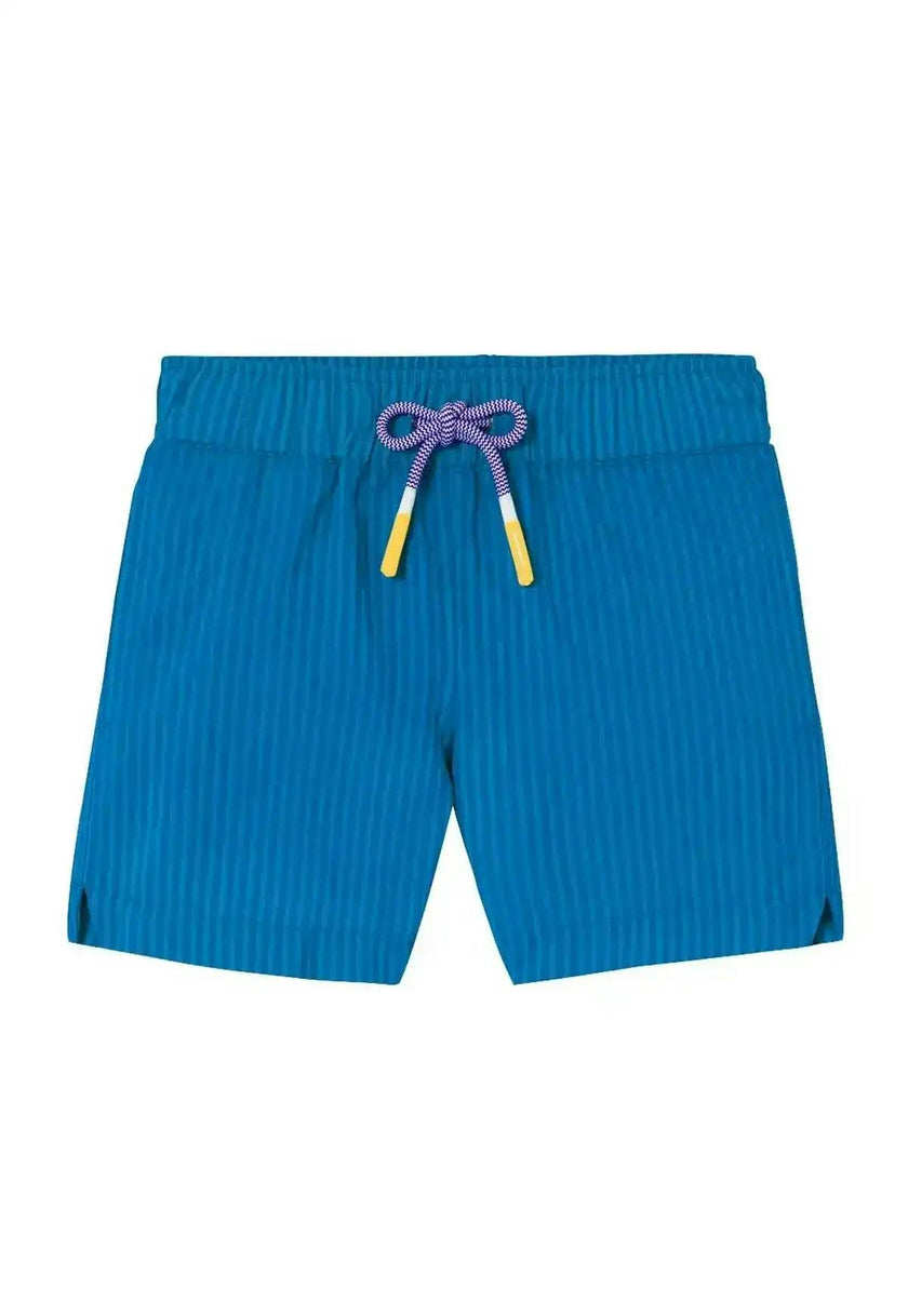 Boys' swim shorts, blue stripes | FIJI