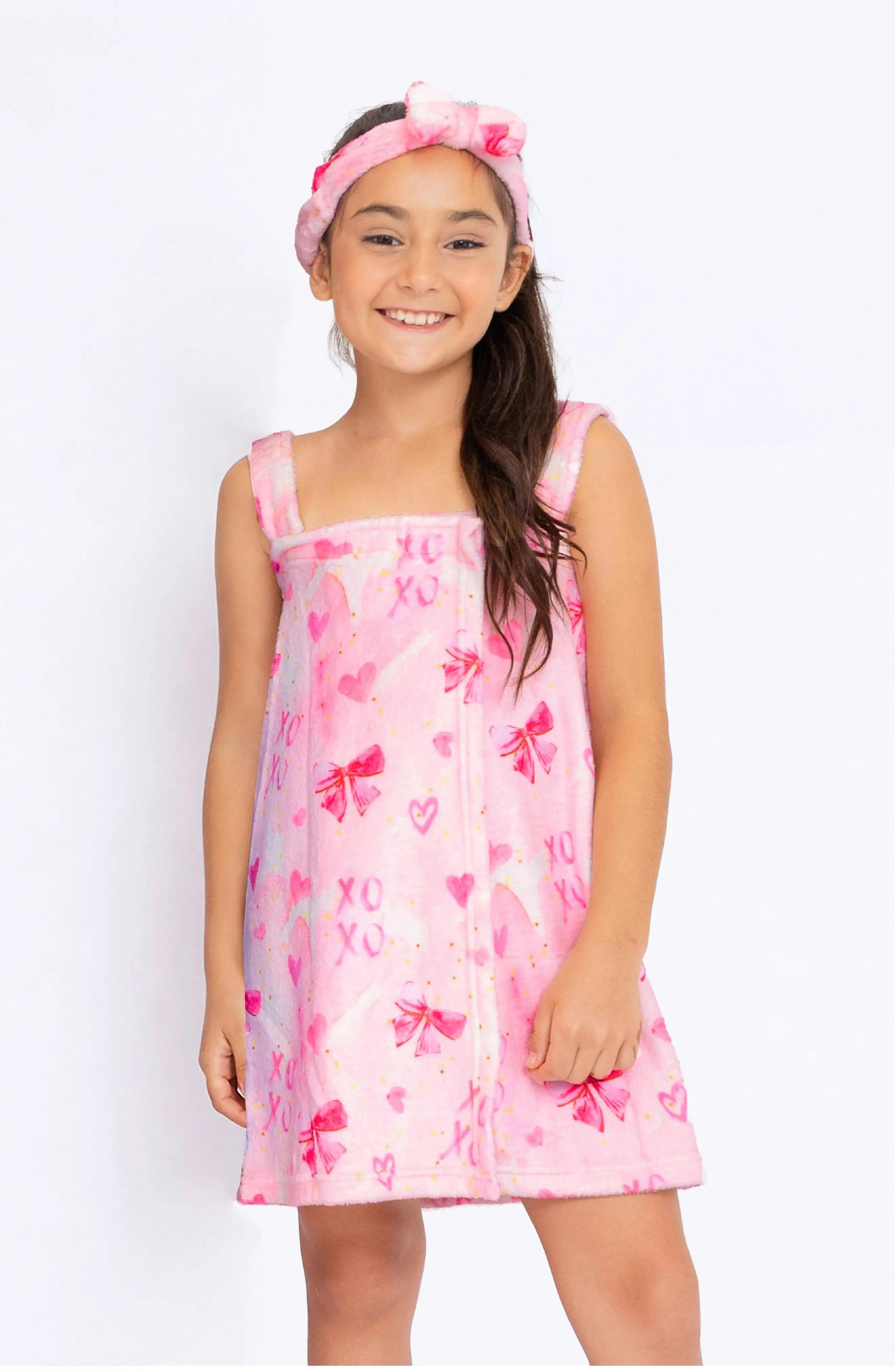 Plush Bow Print Spa Wrap