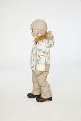 Baby Snug One Piece Snowsuit Adapted For Car Seats Blue Dinosaur Print
