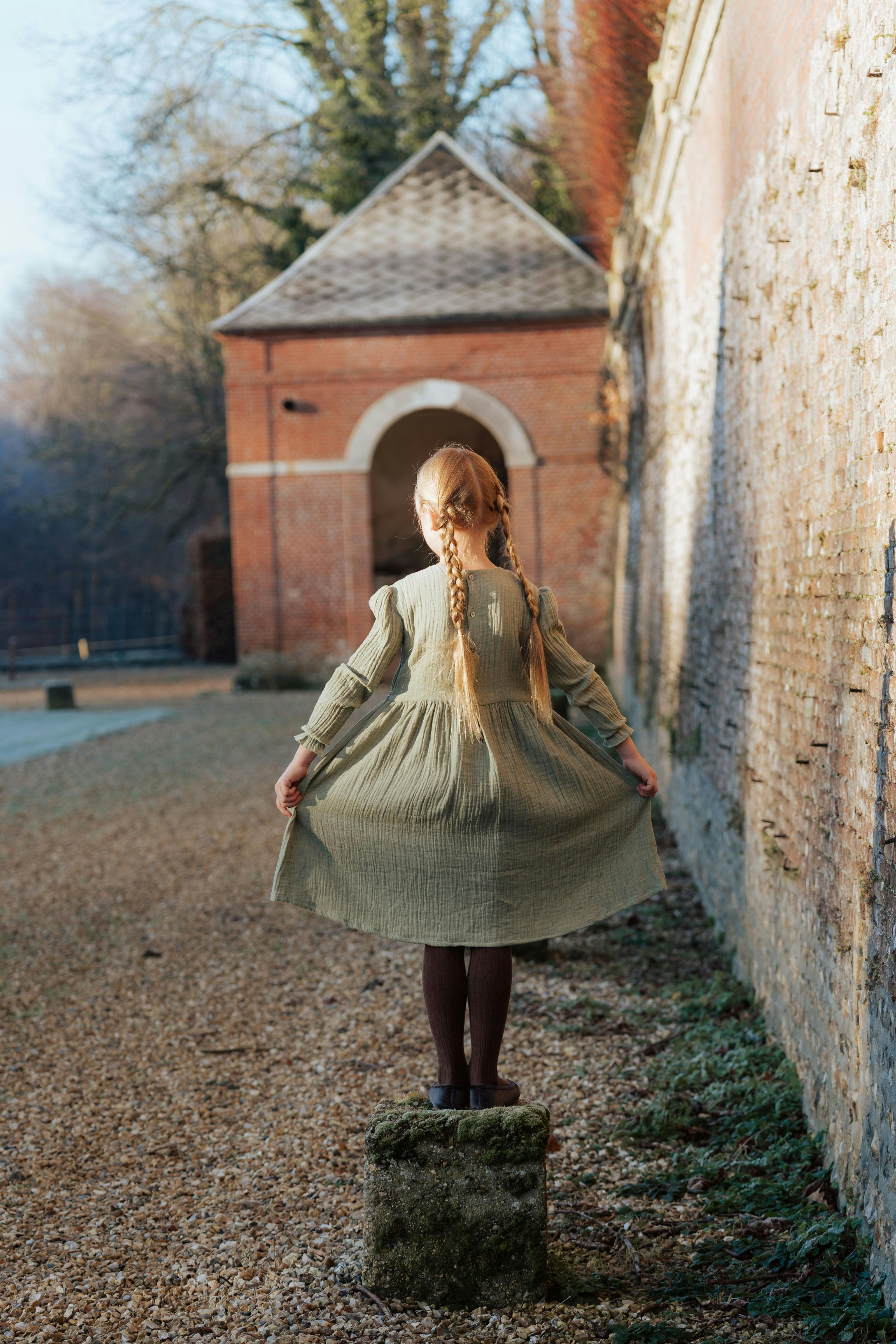 Robe fille Reina - Vert fougère