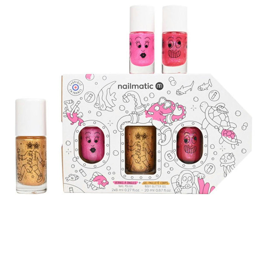 Nail Polish for Kids SET OF 3 EXPLORATION : SISSI PINKY + BODY ROLETTE YELLOW GOLD