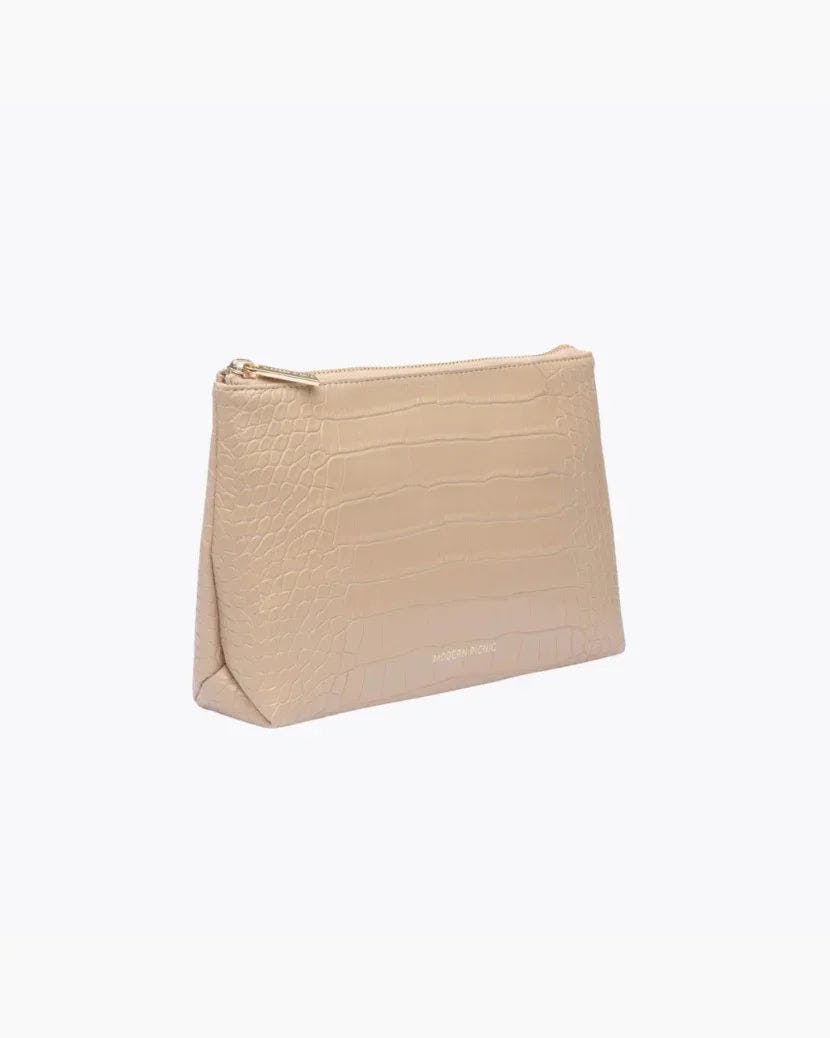 Insulated Small Snack Pouch, Cream Croc
