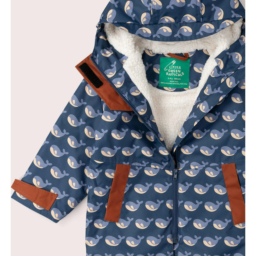 Singing Whales Recycled Waterproof Robe, Blue
