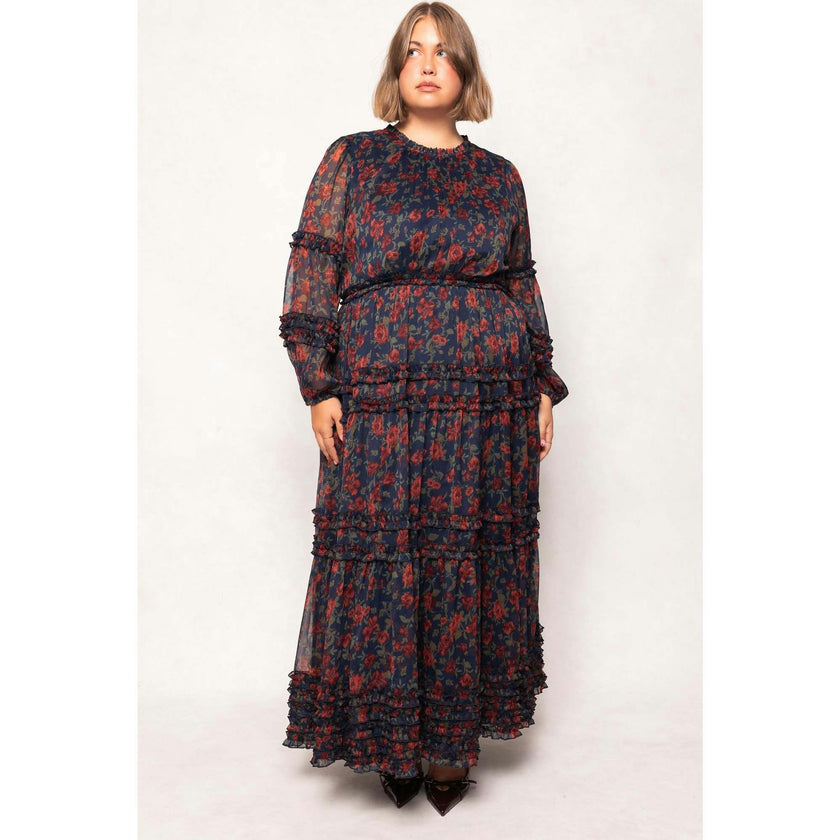 Geneva Dress in Scarlet Bloom