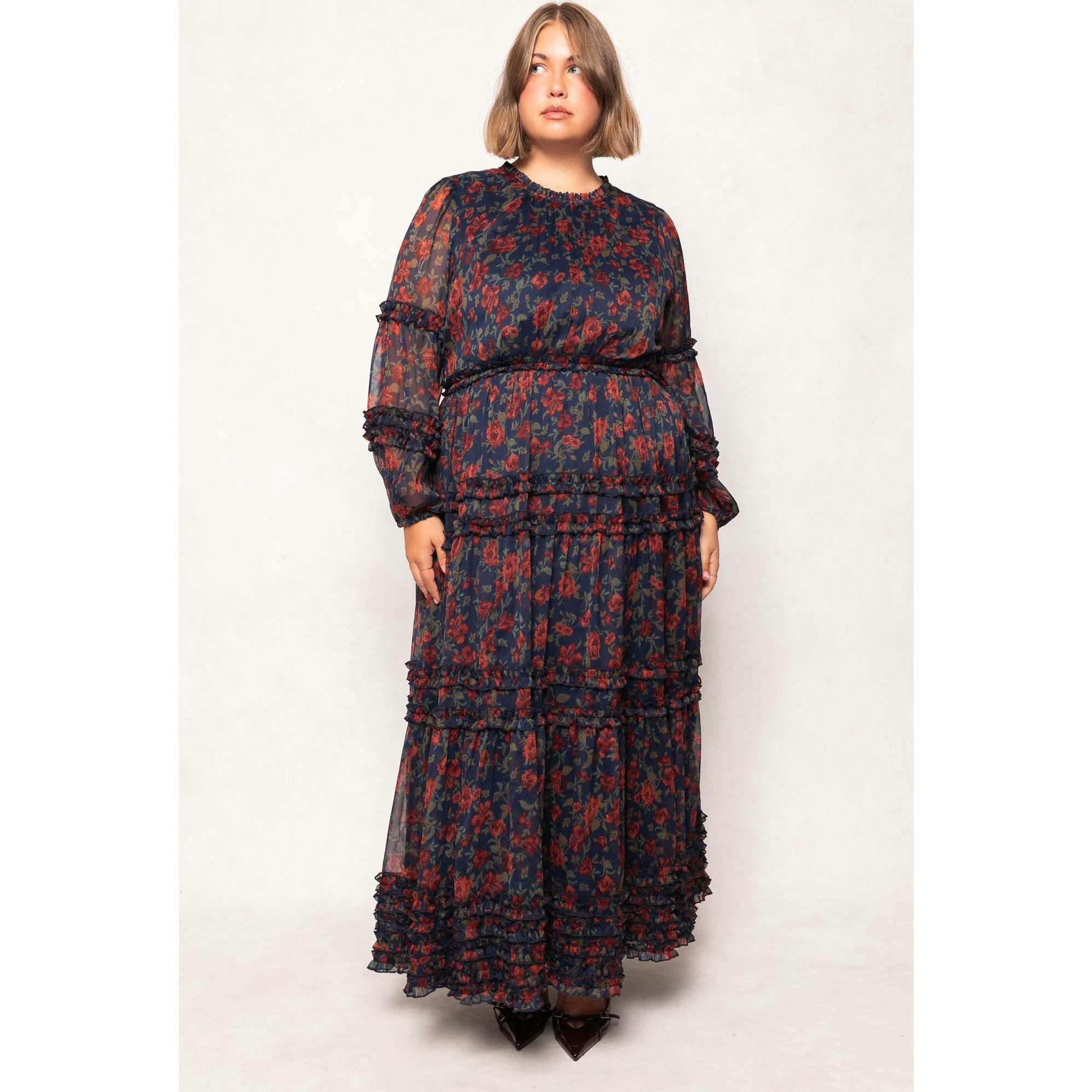 Geneva Dress in Scarlet Bloom