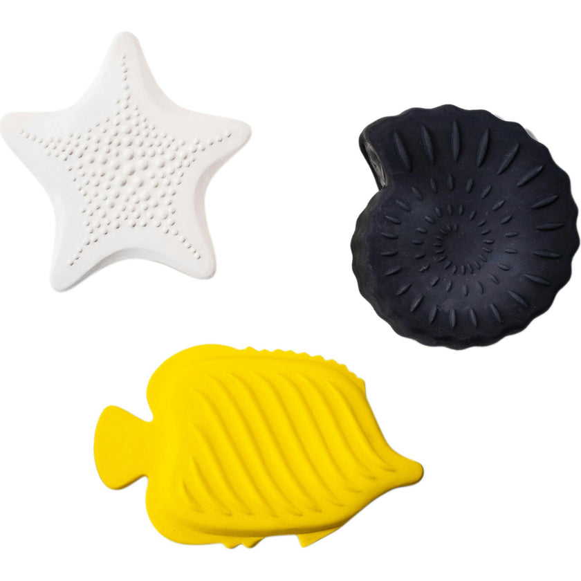 NATURAL RUBBER SENSORY BATH TOYS 3-PACK - Suitable from birth