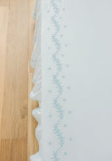 Embroidered Crib Sheet - Sky