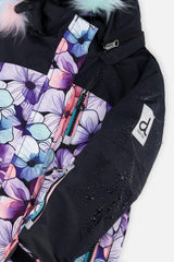 Two Piece Play Snowsuit Purple Floral Print with Gradient Pants