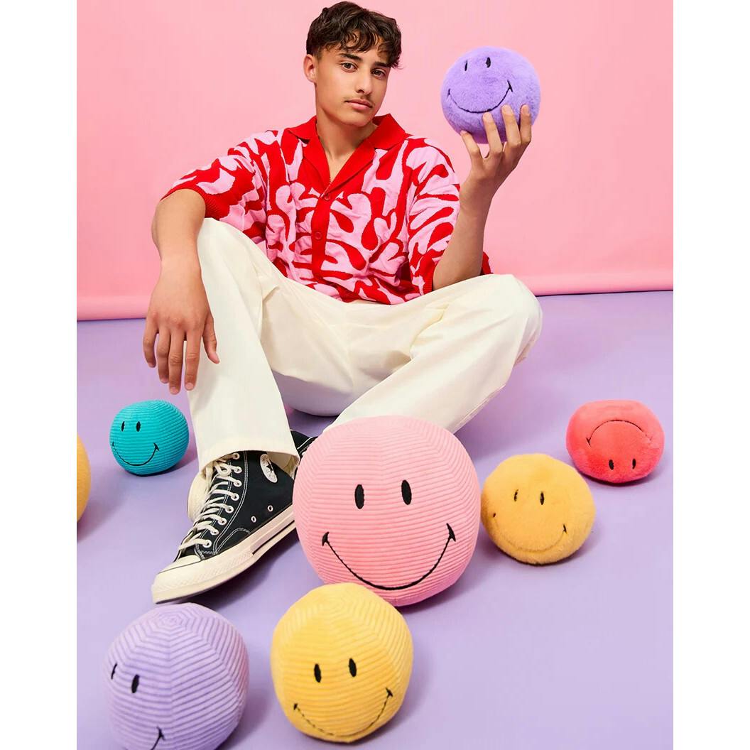 Plush Smiley Fuzzy Bright Purple 5