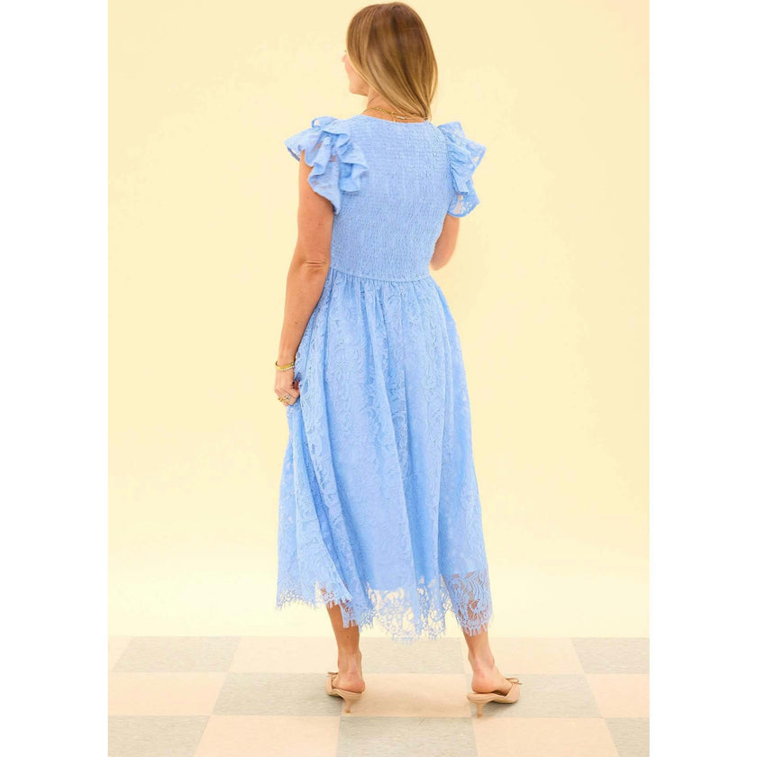 Hattie Dress in Cornflower Blue Lace