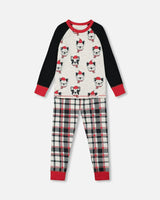 Organic Cotton Printed Dogs Two Piece Pajama Set Oatmeal Mix