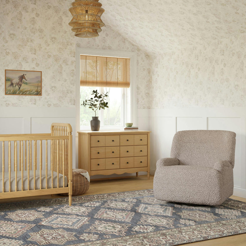 Winslow Extra Wide Recliner And Swivel Glider In Earl Grey Shearling
