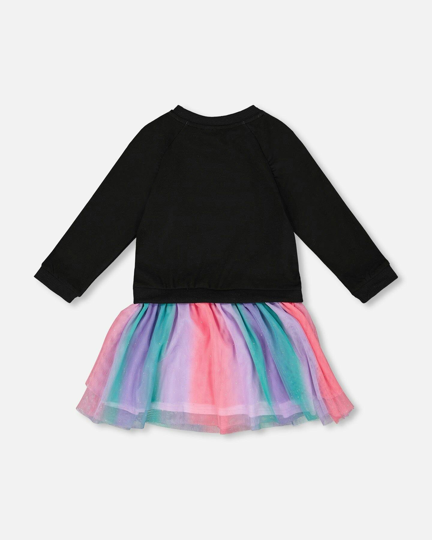 Bi-Material Dress with Mesh Skirt
