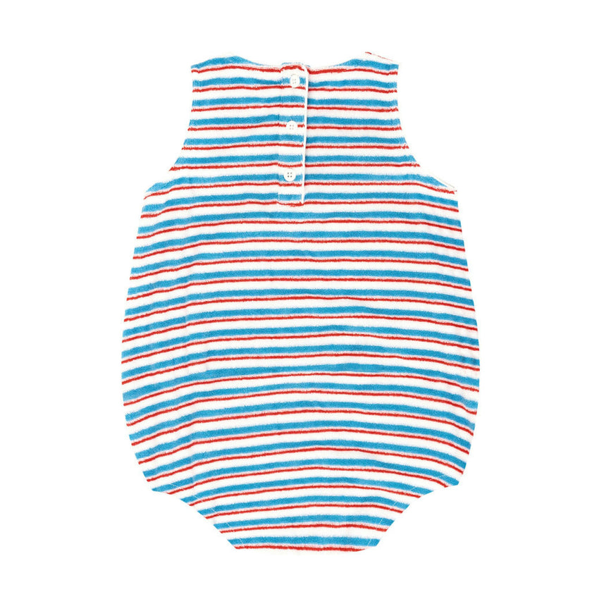baby jetty stripe french terry bubble romper