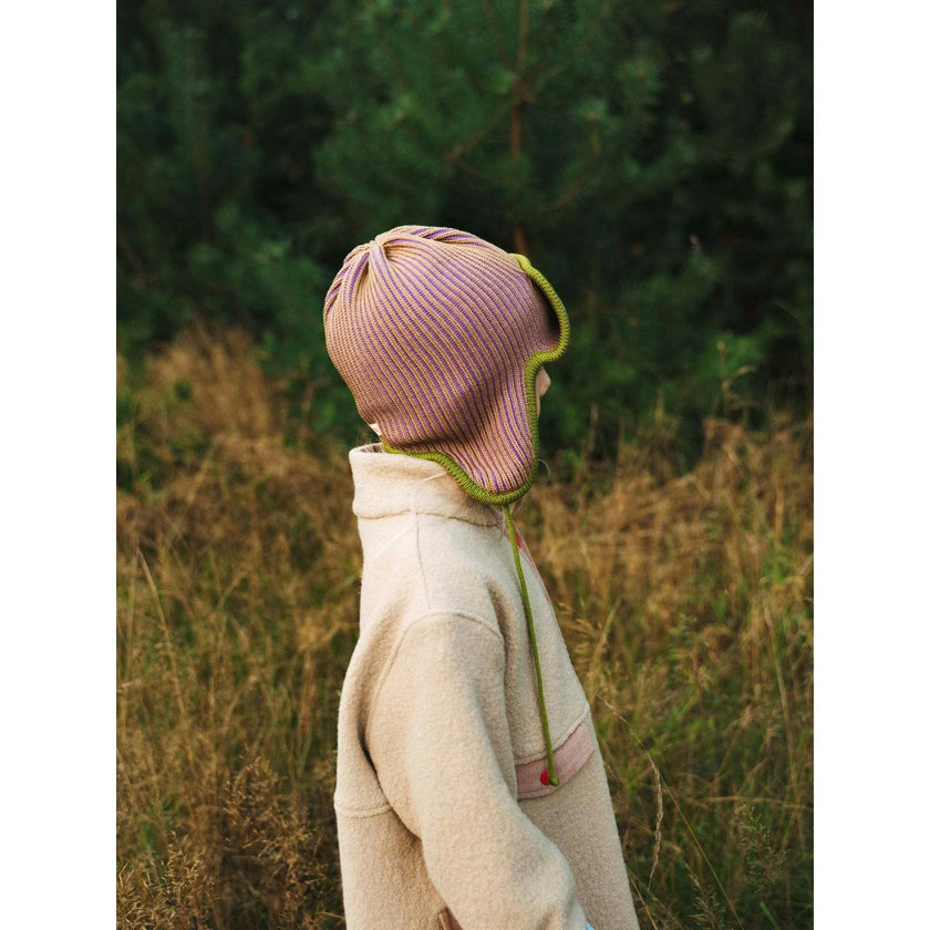 children's merino pilot cap - pink pine