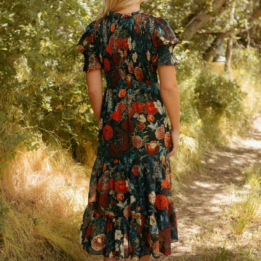 Cordelia Dress in Moody Floral