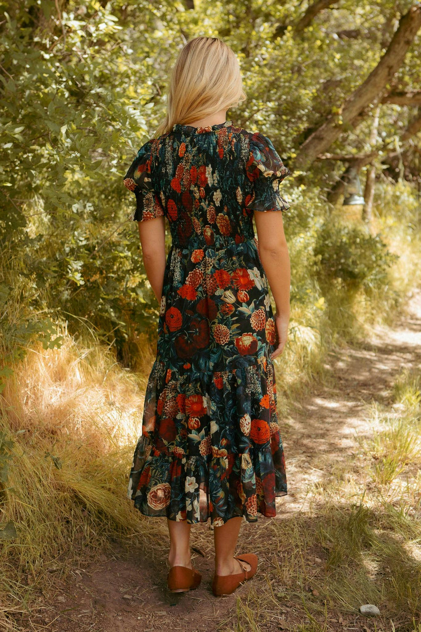 Cordelia Dress in Moody Floral