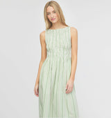 The Cosima Nap Dress - Green Jacquard Stripe