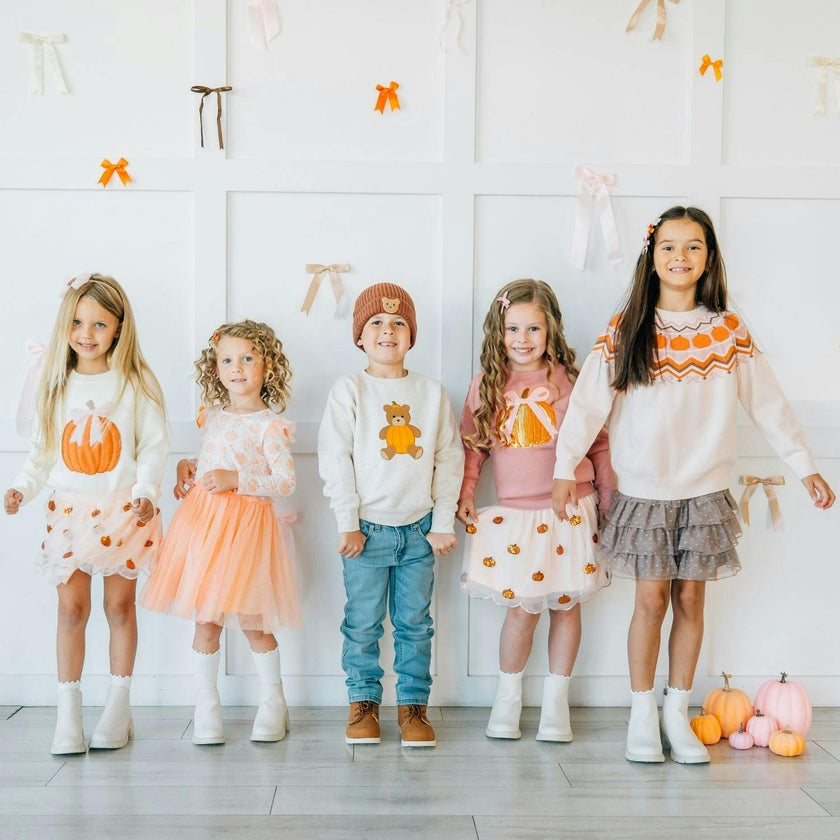 Pumpkin Teddy Bear Patch Sweatshirt