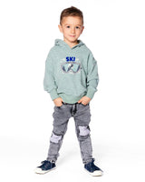 Super Soft Hooded Brushed Jersey Sweatshirt with Graphic Print Green