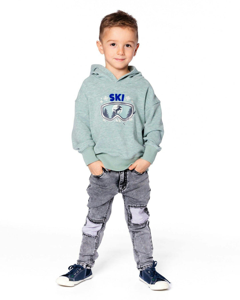 Super Soft Hooded Brushed Jersey Sweatshirt with Graphic Print Green