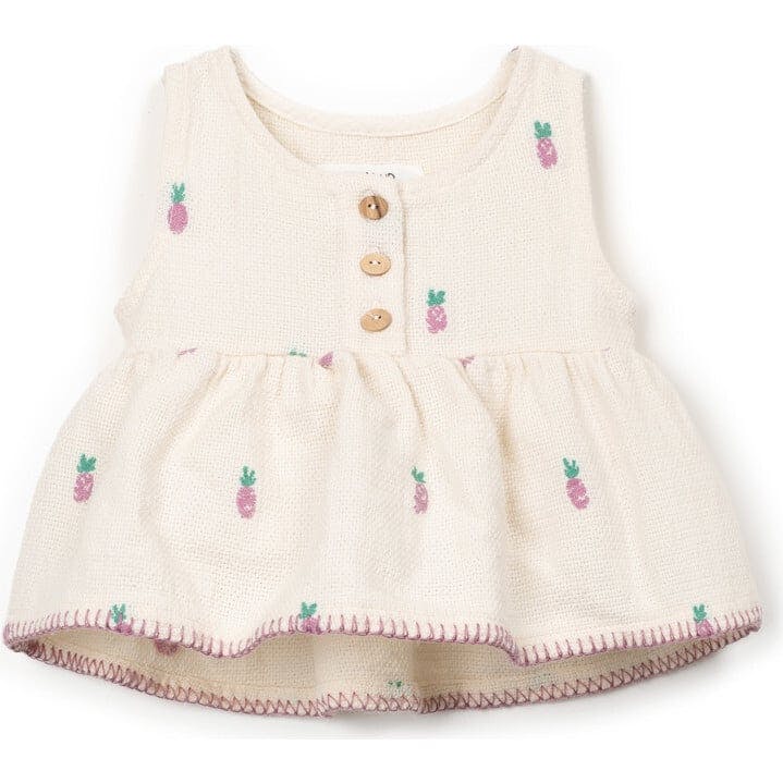Pineapple Embroidered Peplum Top