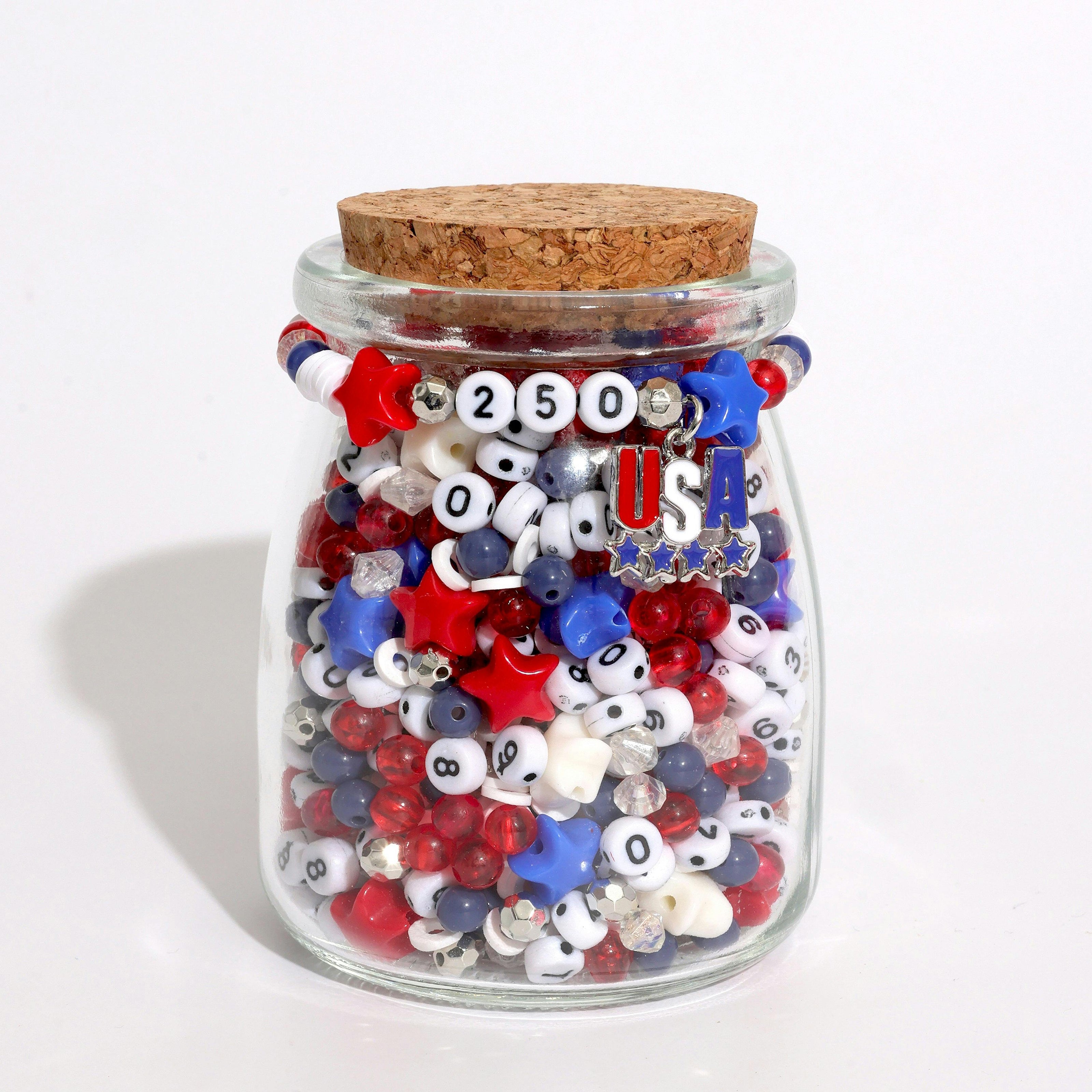 Patriotic Bead Alphabet Bead DIY Stretch Bracelet Kit