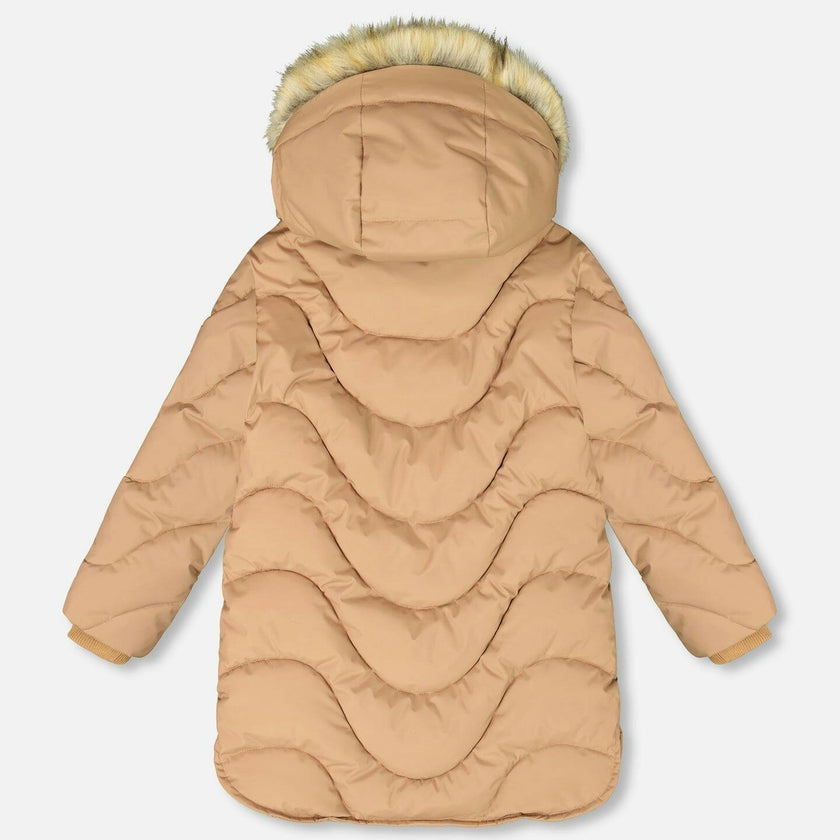 Long Wavy Quilt Puffy Winter Coat Chanterelle