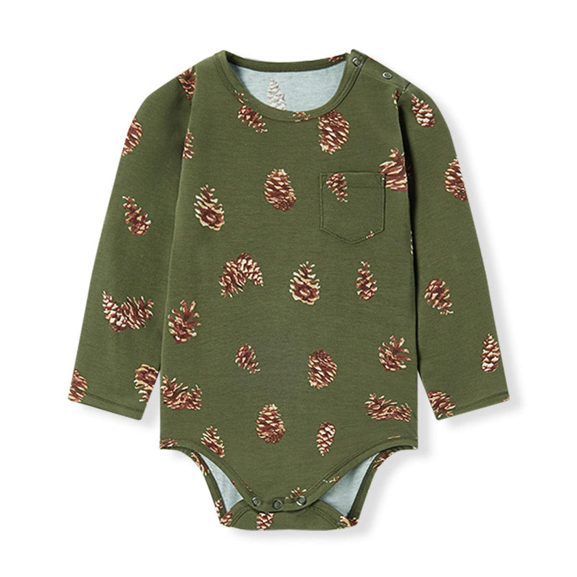 Pinecone Cotton Stretch Removable Collar Long Sleeve One piece