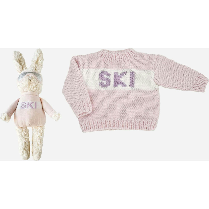Ski Sweater Baby Pink and Ski Bunny Plush Set