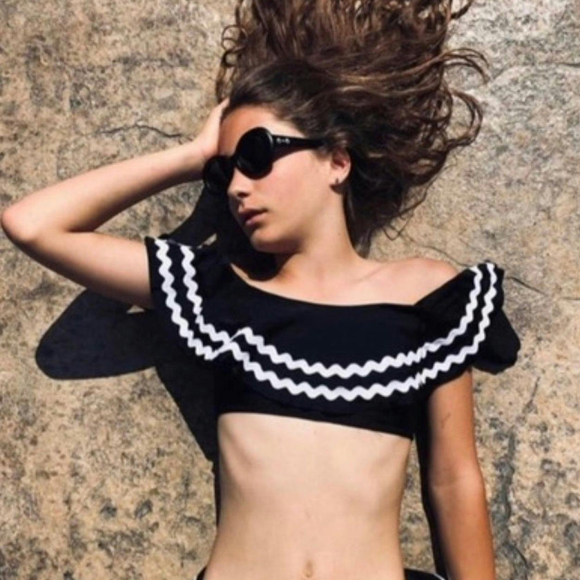 Black Bikini with White Ric Rac