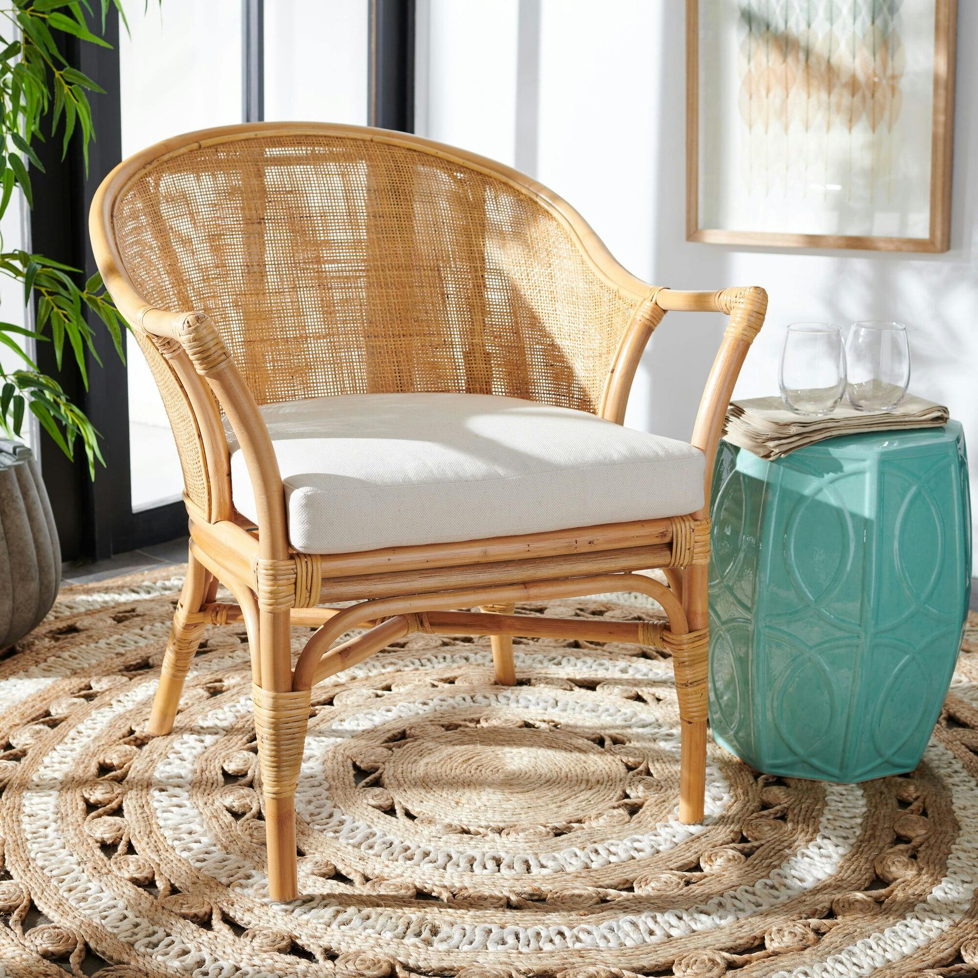 Dustin Rattan Accent Chair with Cushion